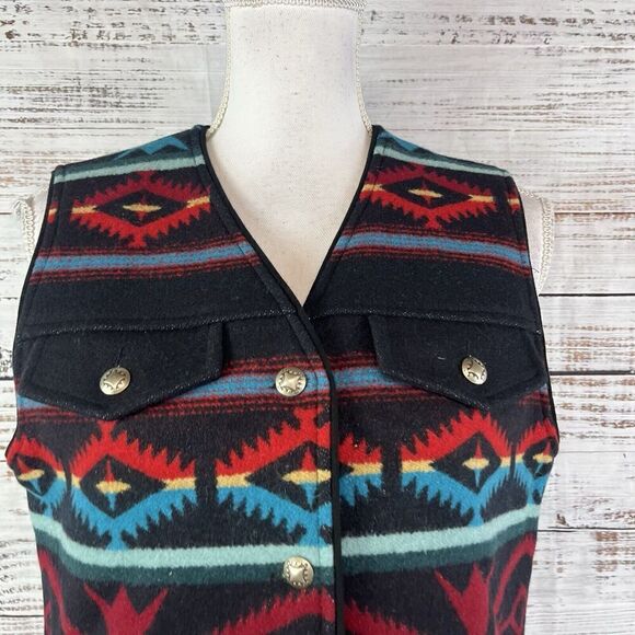 Pendleton Southwest Aztec Blanket Vest size Women Small Red Teal Wool Western - Picture 3 of 9